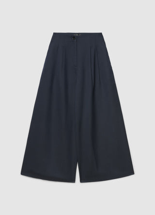 Cropped wide-leg culotte trousers with a herringbone pattern