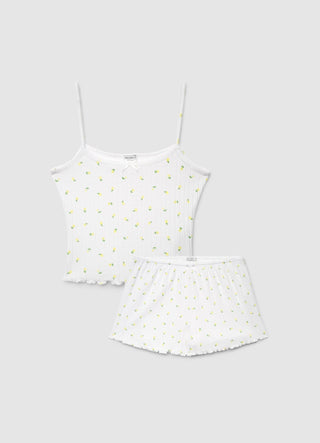 Pointelle pyjama set with floral print