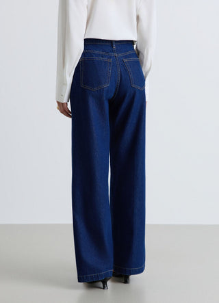 Jeans palazzo visokog struka s gumbima