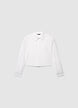 Solid colour oxford crop shirt - M